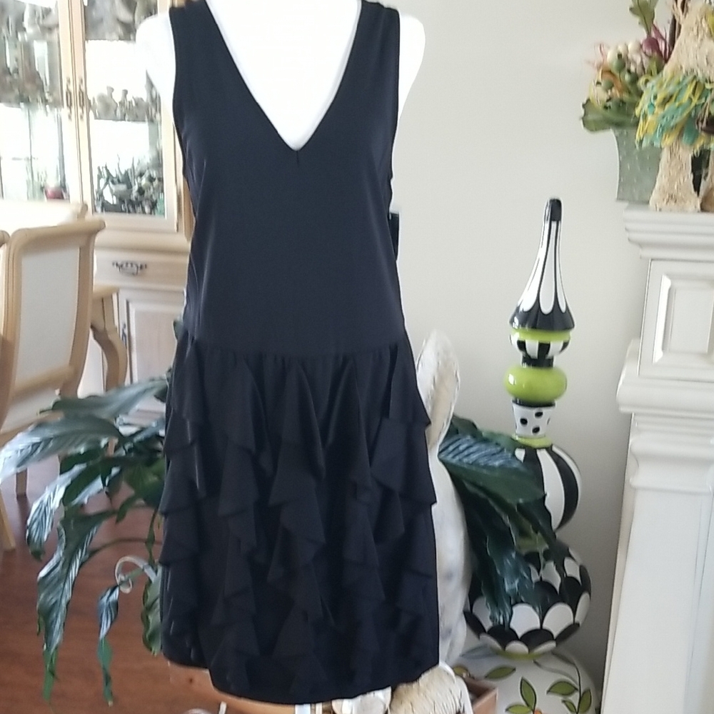 INC International Concepts Black Ruffled Mini Dress